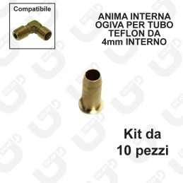 Anima interna ogiva per tubo teflon 6x4mm - Kit 10 pezzi